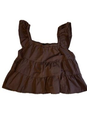 SHEIN Brown Tiered Ruffle Tank Top